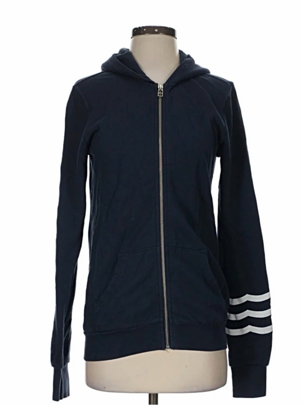 Sol Angeles Blue Zip Hoodie with White Sleeve Stripes